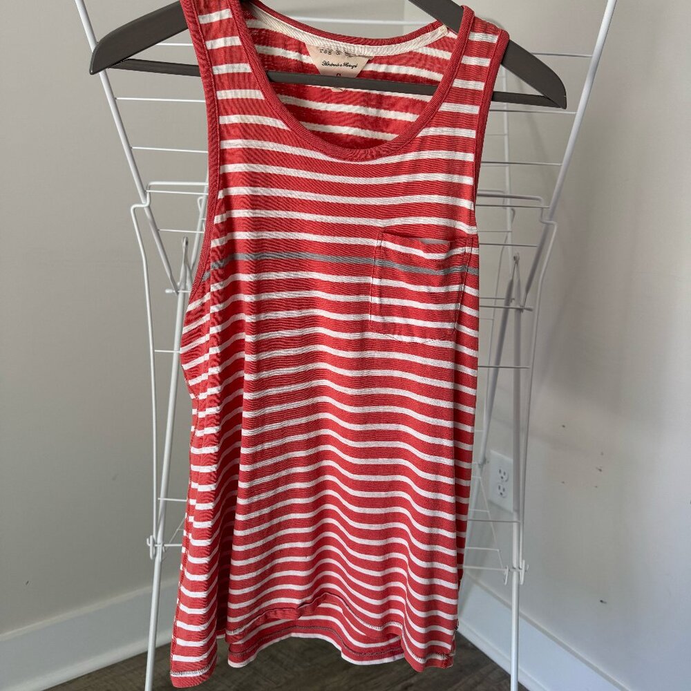 rag & bone Men's Coral Striped 100% Cotton Pocket Tank Top - Size S